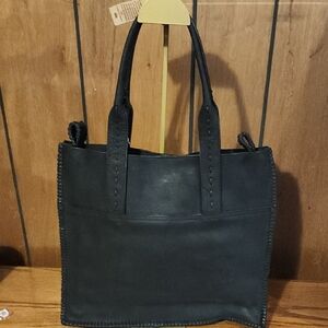 Elegant Black Suede Lucky Brand Tote Bag